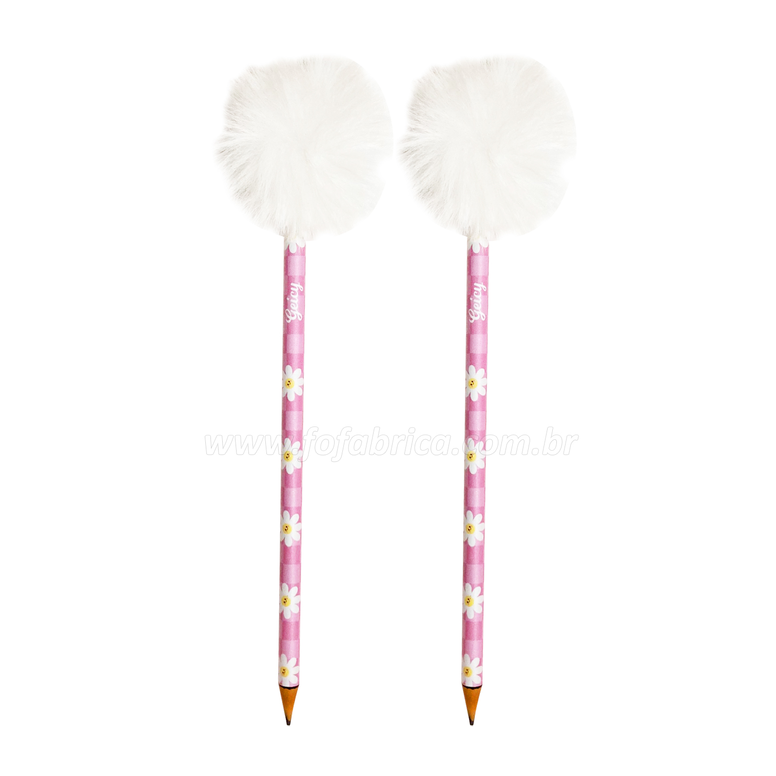 Lápis Personalizados c/ Pompom (kit c/ 2 unidades)