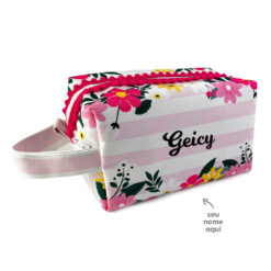 Necessaire Box Flores e Listras (CLIQUE PARA PERSONALIZAR)