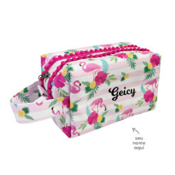 Necessaire Box Flamingos (CLIQUE PARA PERSONALIZAR)