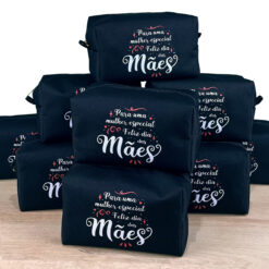 Necessaires Box "Feliz Dia das Mães" Fundo Preto Personalizadas