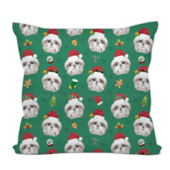 Almofada Rostinhos Natal Fundo Verde
