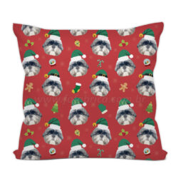 Almofada Rostinhos Natal Fundo Vermelho