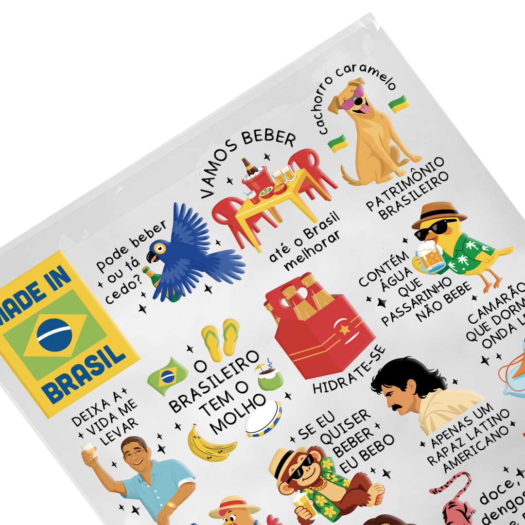 Cartela c/ 20 Adesivos Impermeáveis "Brasilidade"